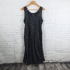 LIZ LANGE BLACK & WHITE SLEEVELESS SCOOP NECK MIDI DRESS SIZE M